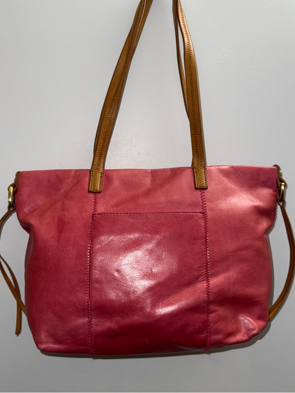 HOBO Pink Leather Tote with Tan Straps